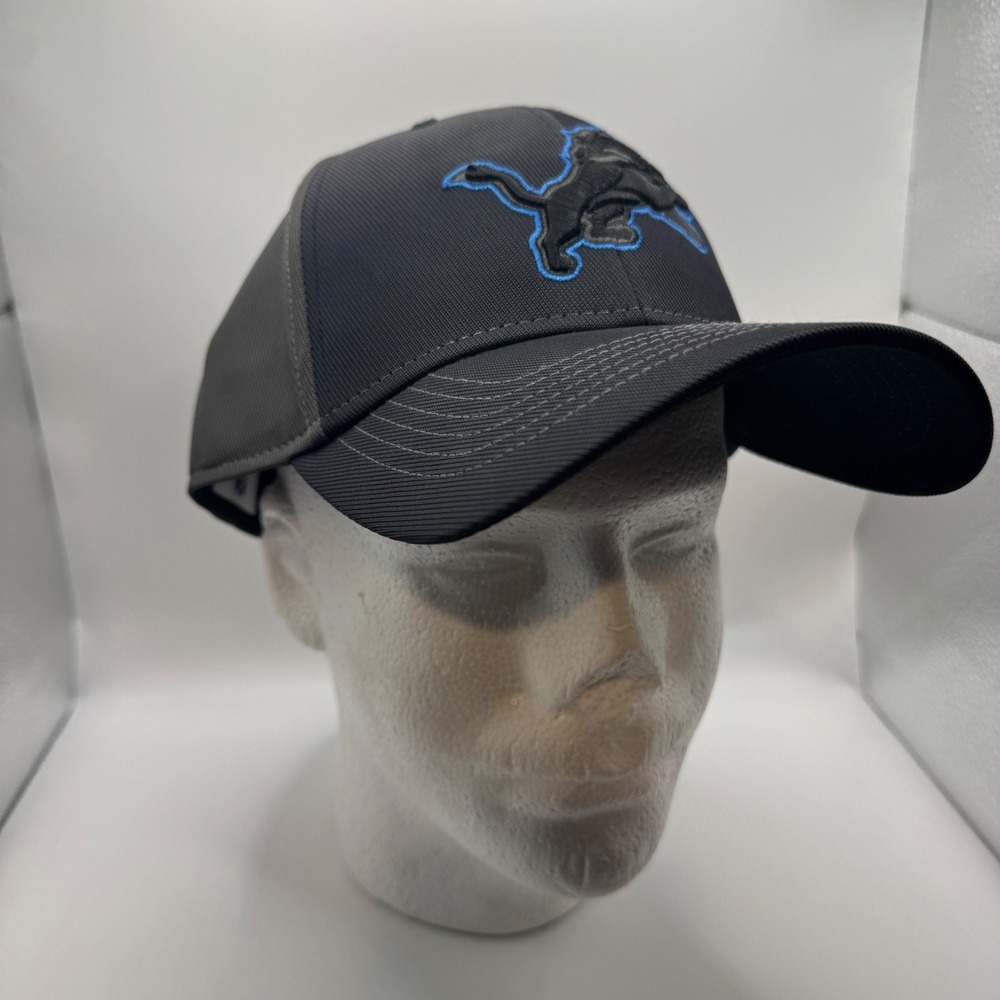 NFL Team Apparel OSFA Detroit Lions Hat Mens Charcoal Black Embroidered Logo
